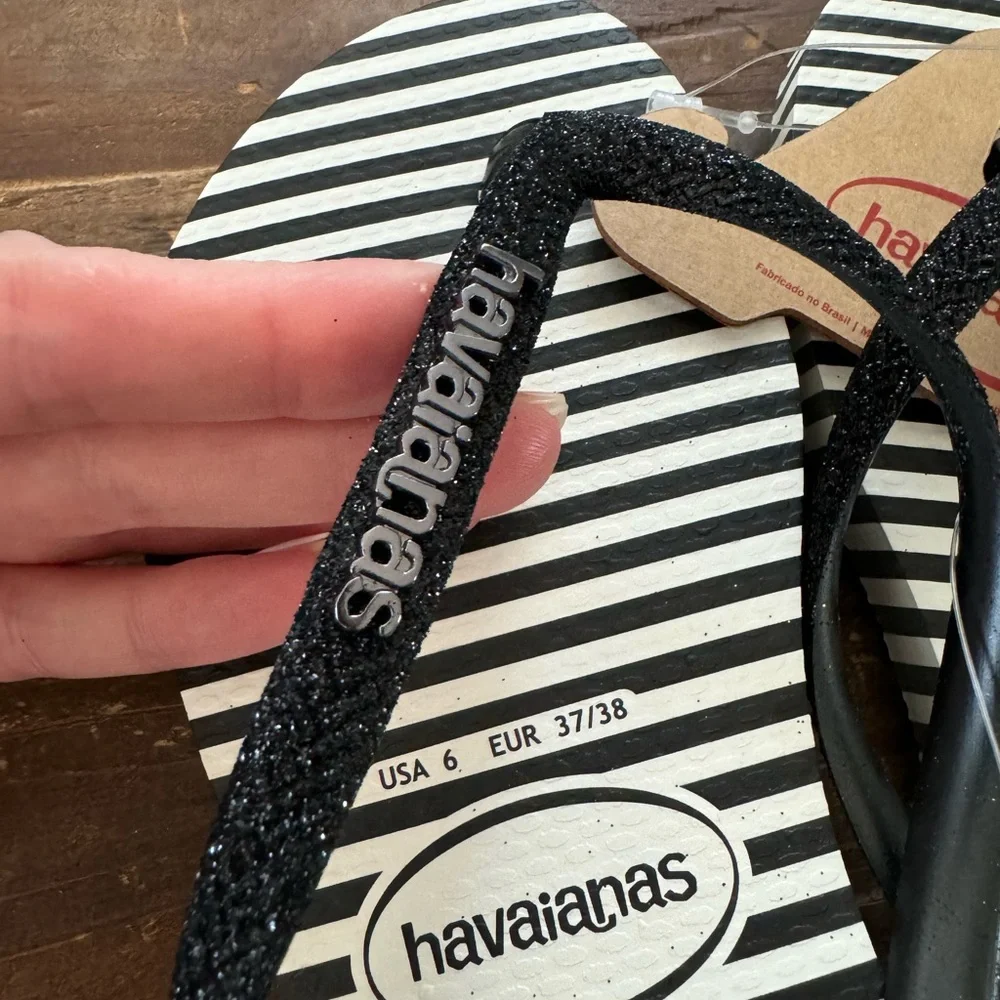 NEW! Havaianas Slim Glitter Stripes Flip Flop Sandal